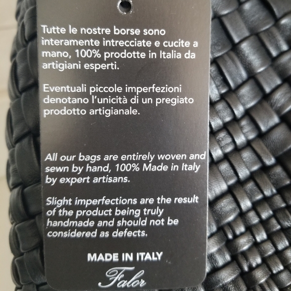 NWT FALOR Firenze Black Made In Italy Leather Woven Bag F3026 - Picture 6 of 16